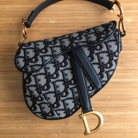 Dior Handbags - Dior Mini Saddle Bag Navy Blue